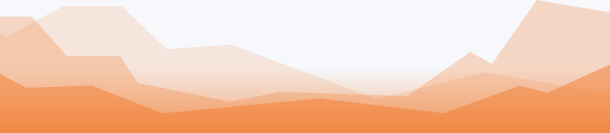 Illustrated mountain range in orange.