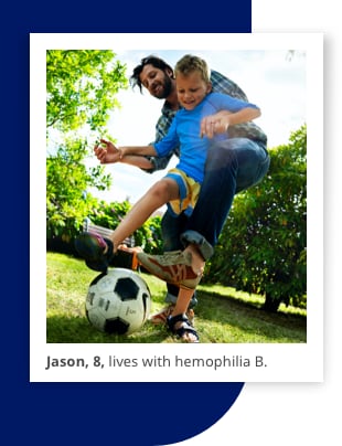 Jason, 8, lives with hemophilia B.