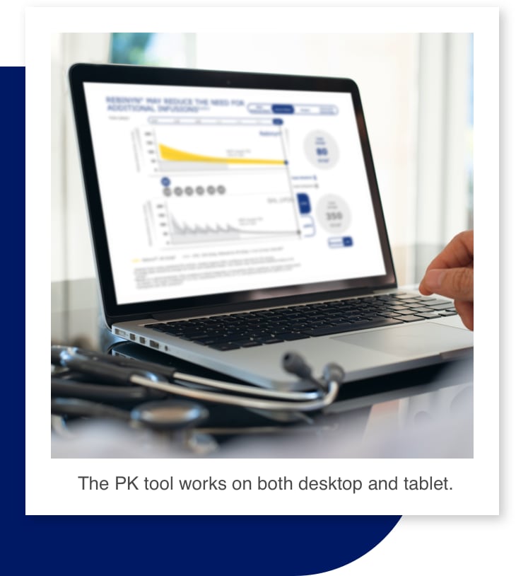 Open laptop showing an illustration of the Rebinyn® PK tool.